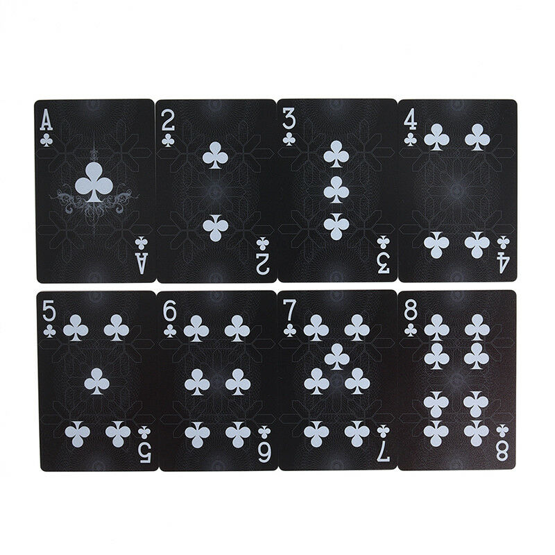 54pcs Waterproof Black Plastic Playing Cards Poker Cards Magic Playing Cards Rf