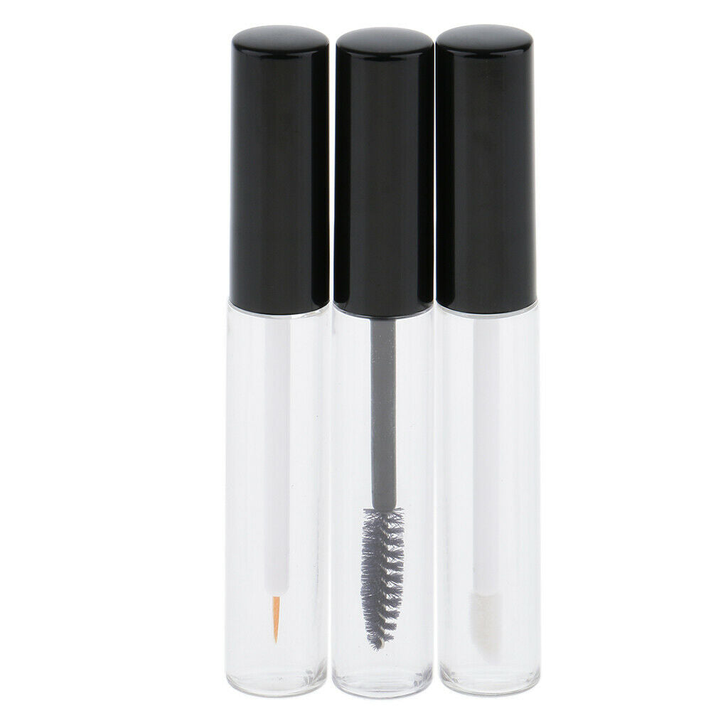 of 3 Mascara Growth Castor Oil Liquid Lip Gloss Eyeliner Tubes Vials 10ml