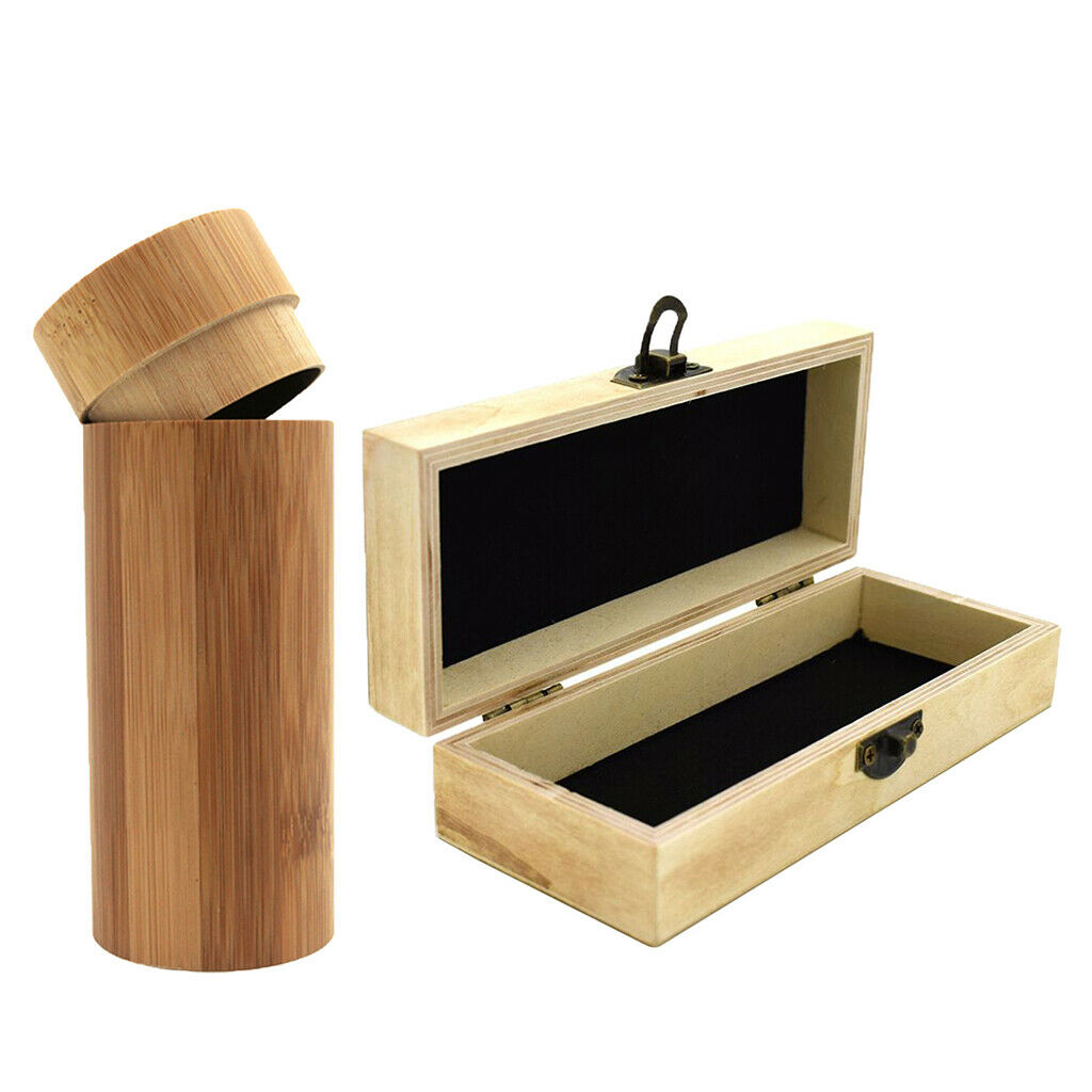 2Pcs Portable Retro Natural Wooden Sunglasses Eyeglass Box Pretector Holder
