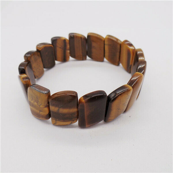 1 Strand Natural Tiger Eye Gem Rectangle Beads Hand Row Elastic Bracelets HH9711