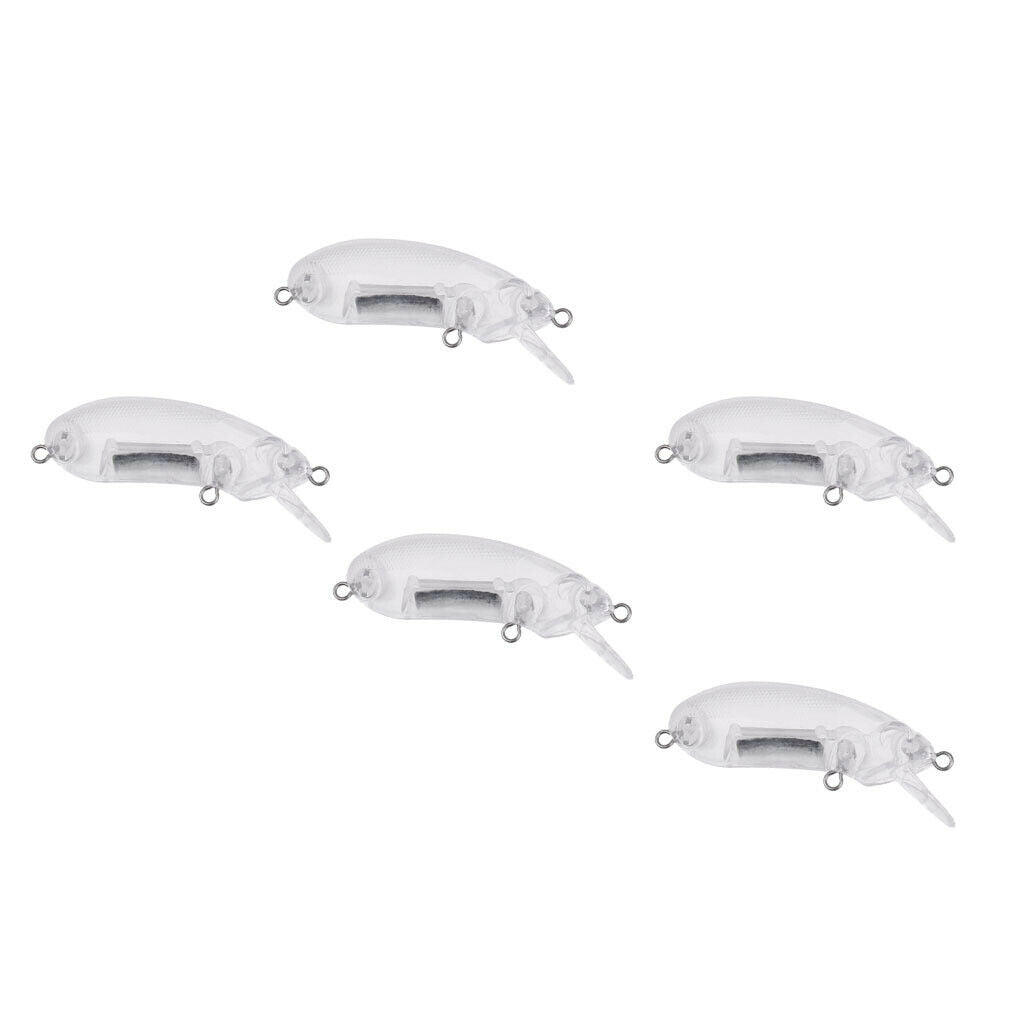 5pc Clear Unpainted Fishing Lures Hard Blank DIY Fishing Body Set 6cm 8.8g