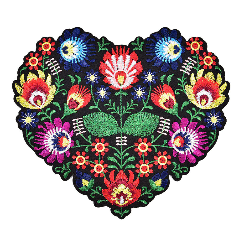 Heart Shape Flower Embroidery Applique Patches for Clothing Iron on Appliq.l8