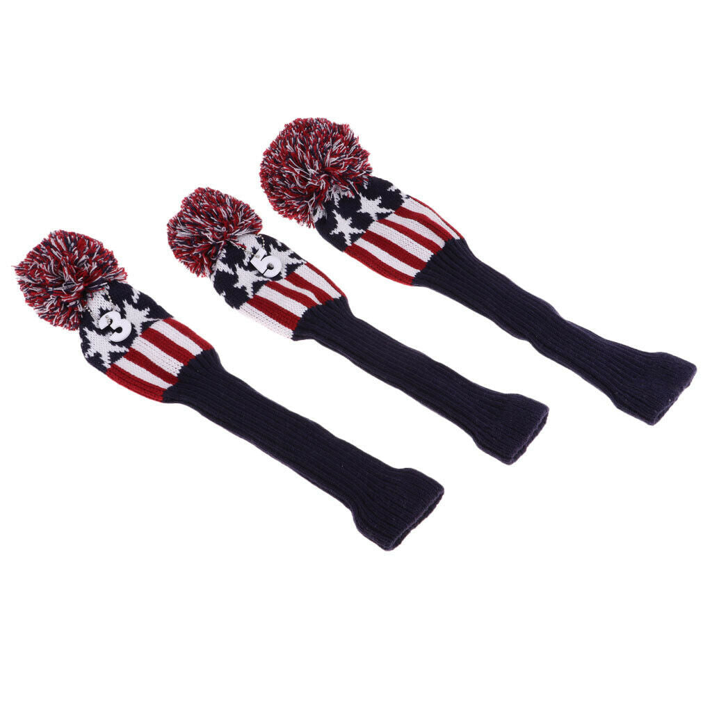 3pcs Golf Club Head Cover The Star Stripe Socks Sleeve For Golf Head Protect