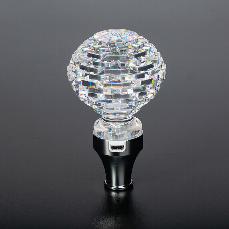 1x Transparent Manual Car Gear Shift Knob LED Light USB Charging Universal Fit