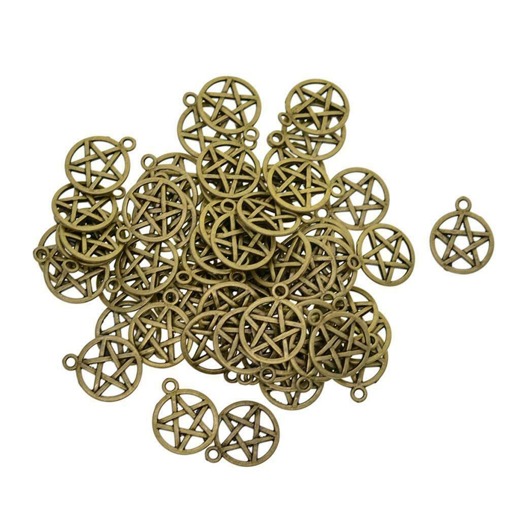 50 pieces round star charms pendants jewelry pendants beads DIY