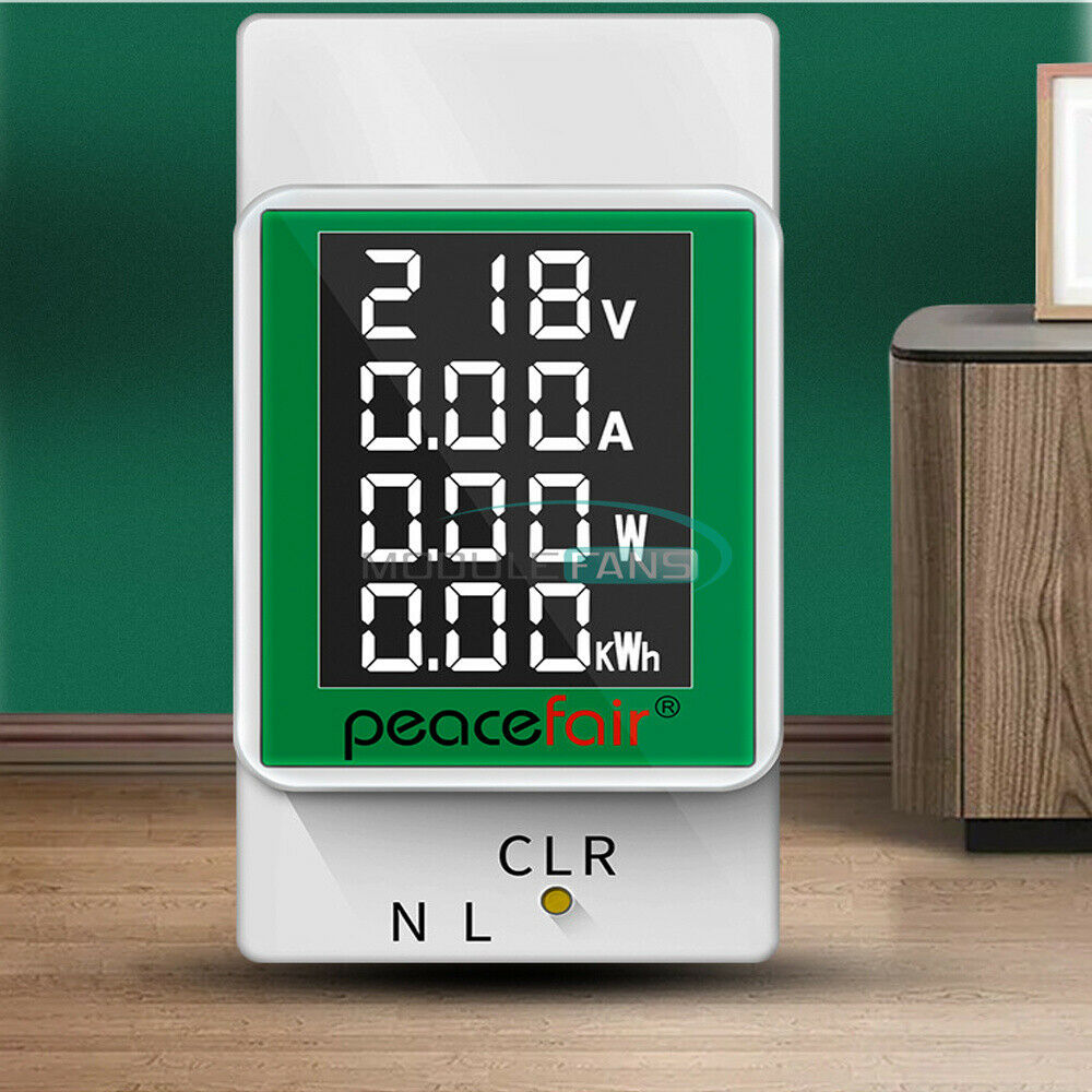 AC Digital Rail Meter Voltage Current Meter Watt Kwh Power Meter AC50-300V/100A