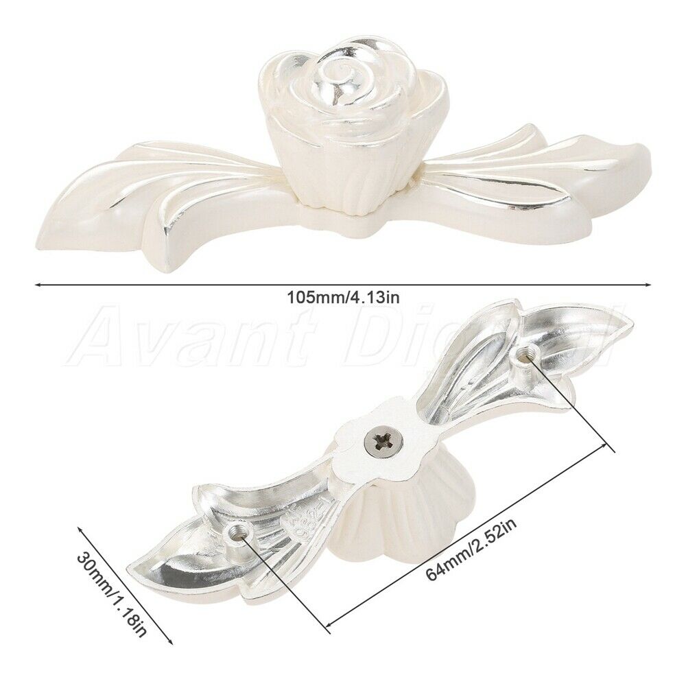 1pc White Rose Kitchen Cabinet Handles Wardrobe Cupboard Door Pulls Drawer Knobs
