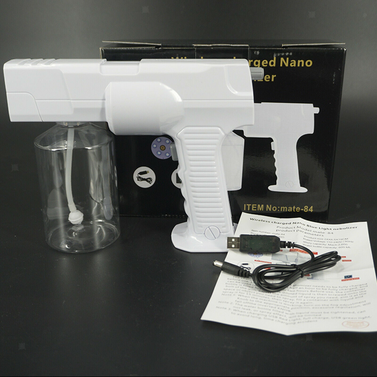 600ml Electric Handheld Blue Light Nano Mist Spray Gun Fogging Paint Sprayer