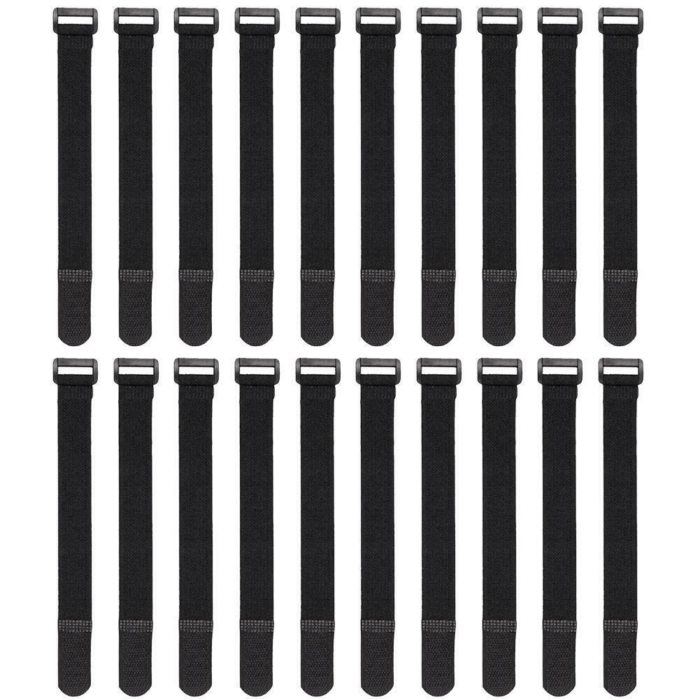 20pcs/Set Fishing Rod Tie Holder Strap Suspenders Fastener Loop Belts Kit Black