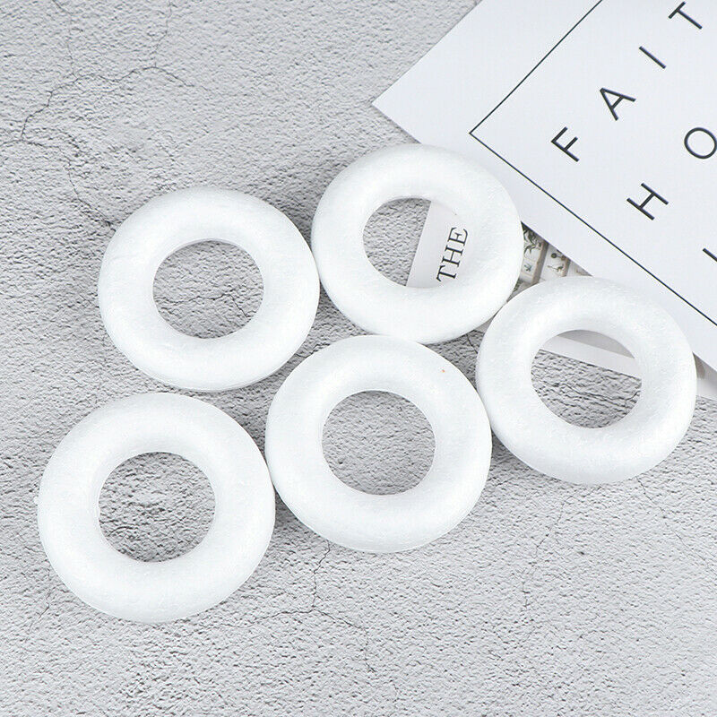 5pcs Polystyrene Styrofoam Foam ring White Craft Balls For DIY Christmas .l8