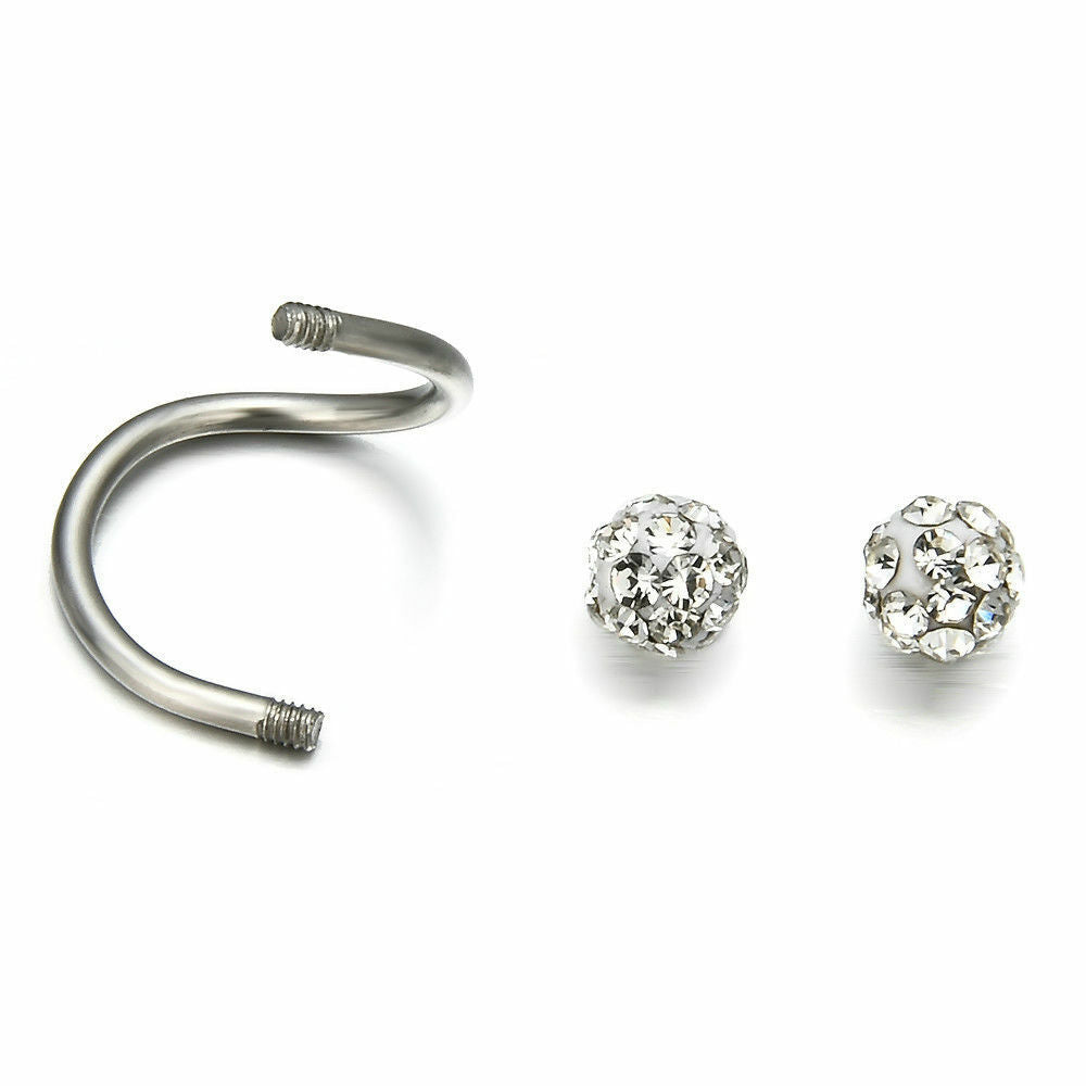 Crystal Stainless Steel Twist Ear Helix Cartilage Earring Stud Body Piercing Top