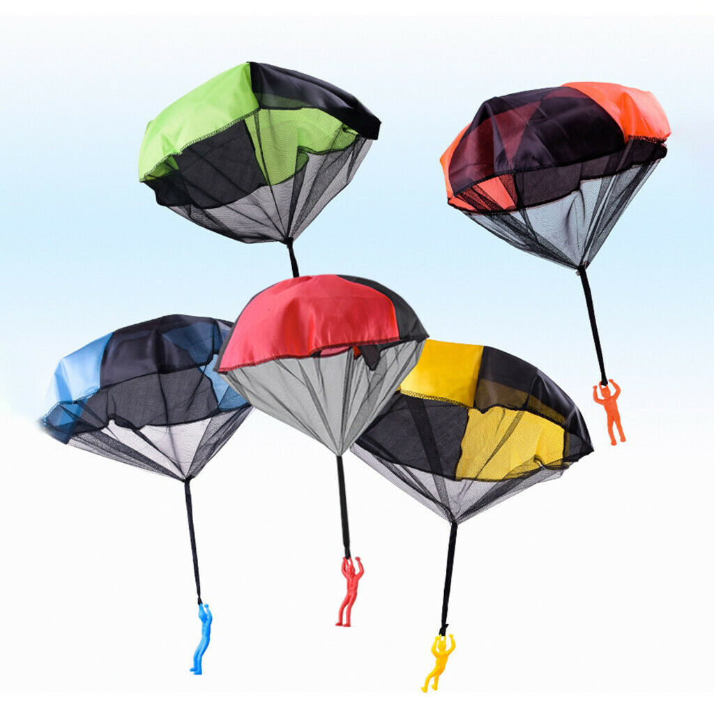 5x Kids Children Colorful Hand Throwing Play Parachute Mini Toys Outdoor Fun
