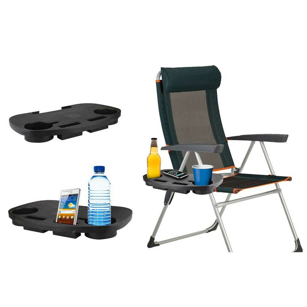 2 Pack Cup Holder for Foldable Chairs, Gravity Chair Snack Tray for Drinks
