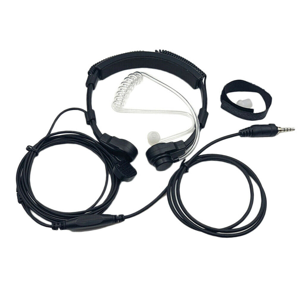 Throat Mic Covert Acoustic Tube Earpiece Headset With PTT For 1 Pin