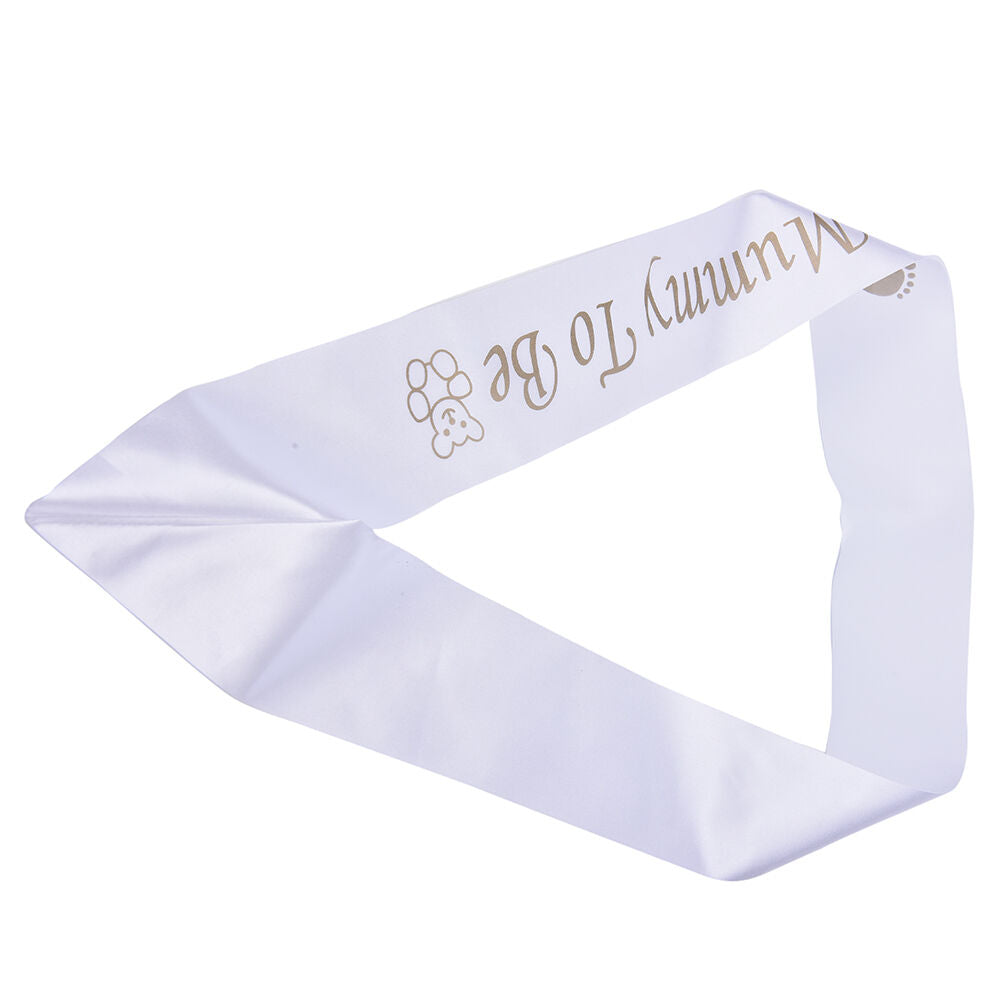 Footprint Bear Mummy To Be Satin Ribbon Sash New Mom Baby Shower Party J .l8