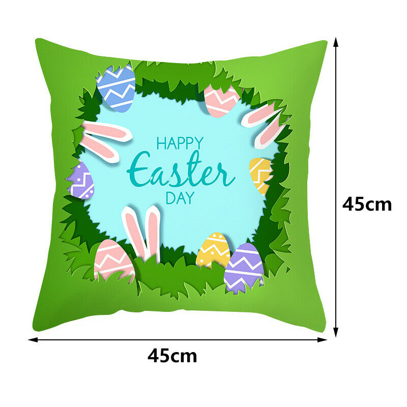 4Pcs Bunny Pillowcase Happy Easter Decorations for Home Easter Rabbit Eggs PW3P4