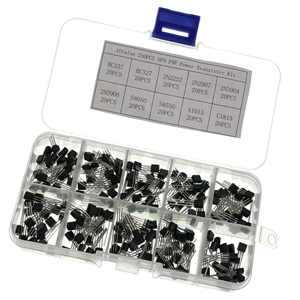 10 values 200 pieces NPN PNP Power TO 92 Transistor Assortment Kit Box