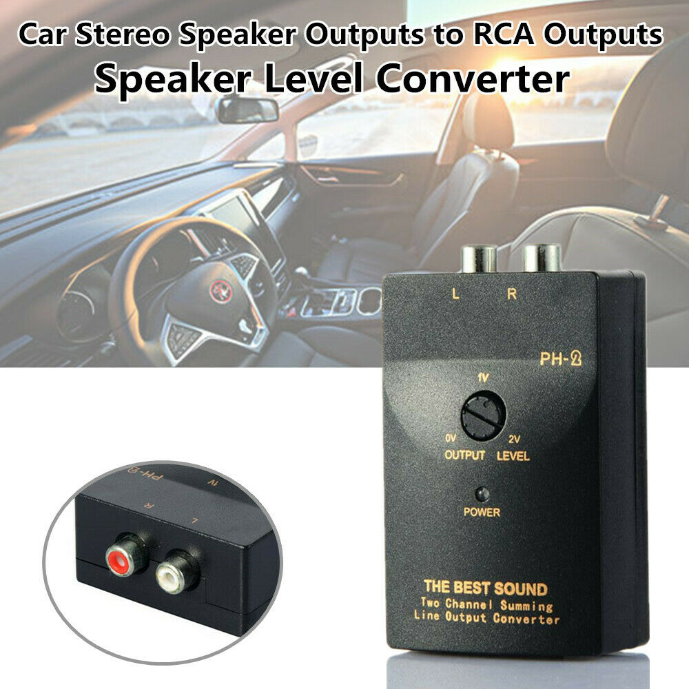 Car Stereo Audio RCA Out Speaker High To Low Level Line Converter +Adapter Wire