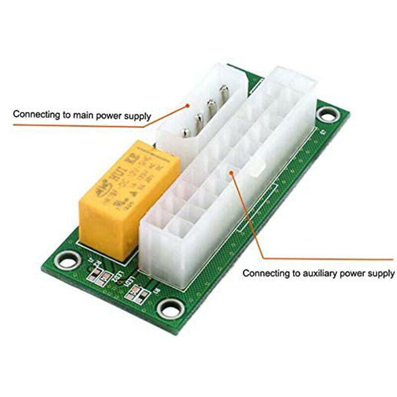 2 Pack Dual PSU Multiple Power Supply Adapter,Add2Psu ATX 24 Pin to Molex 4 Q7B8