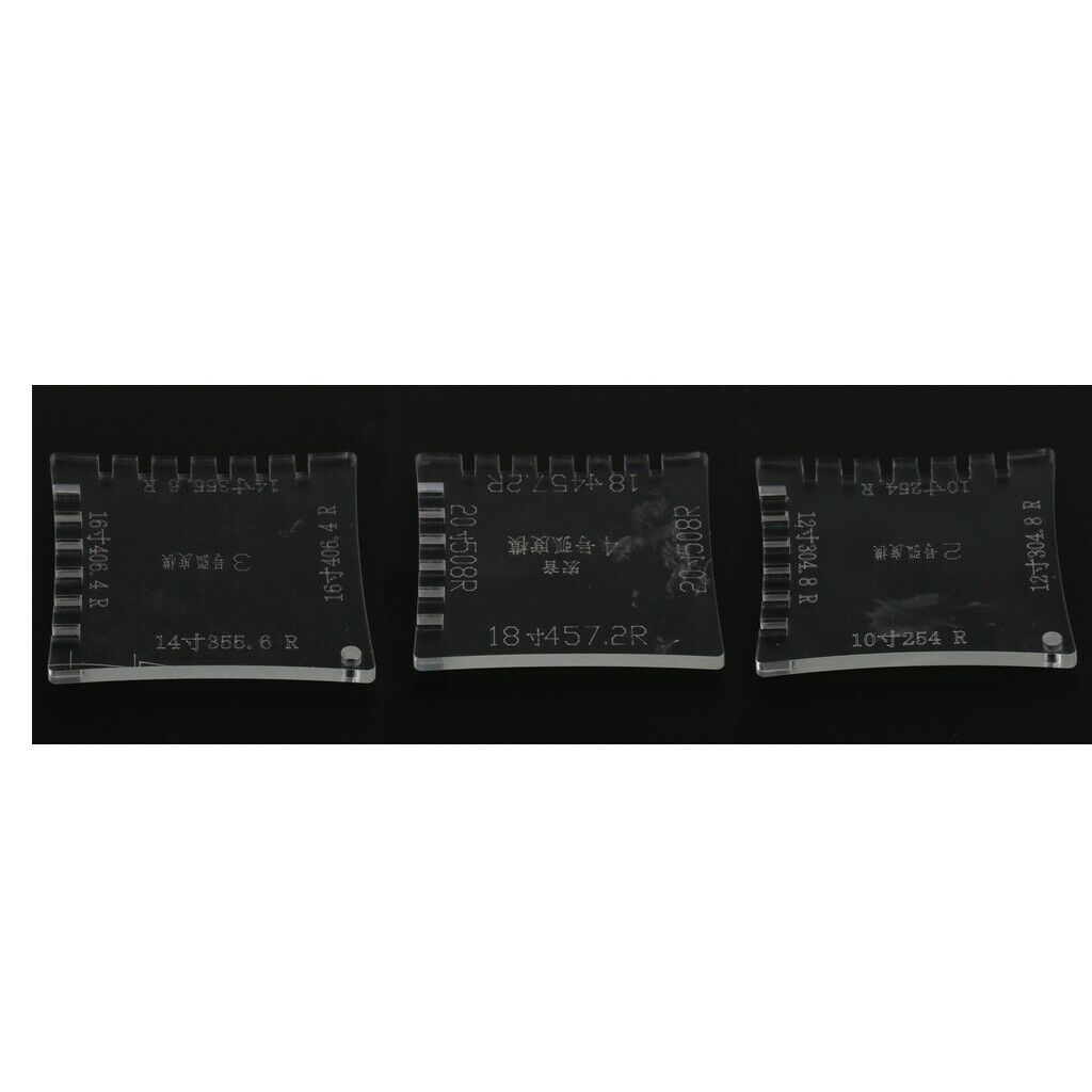 3 Pieces Guitar Fingerboard Fretboard Ruler Radius Gauge Measuring Arc Tool