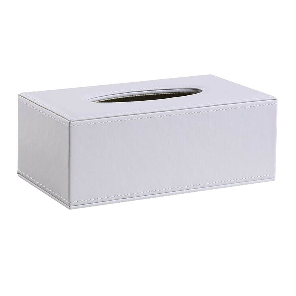 Home Decor Rectangle Leather White Kitchen Tissue Box Napkin Holder