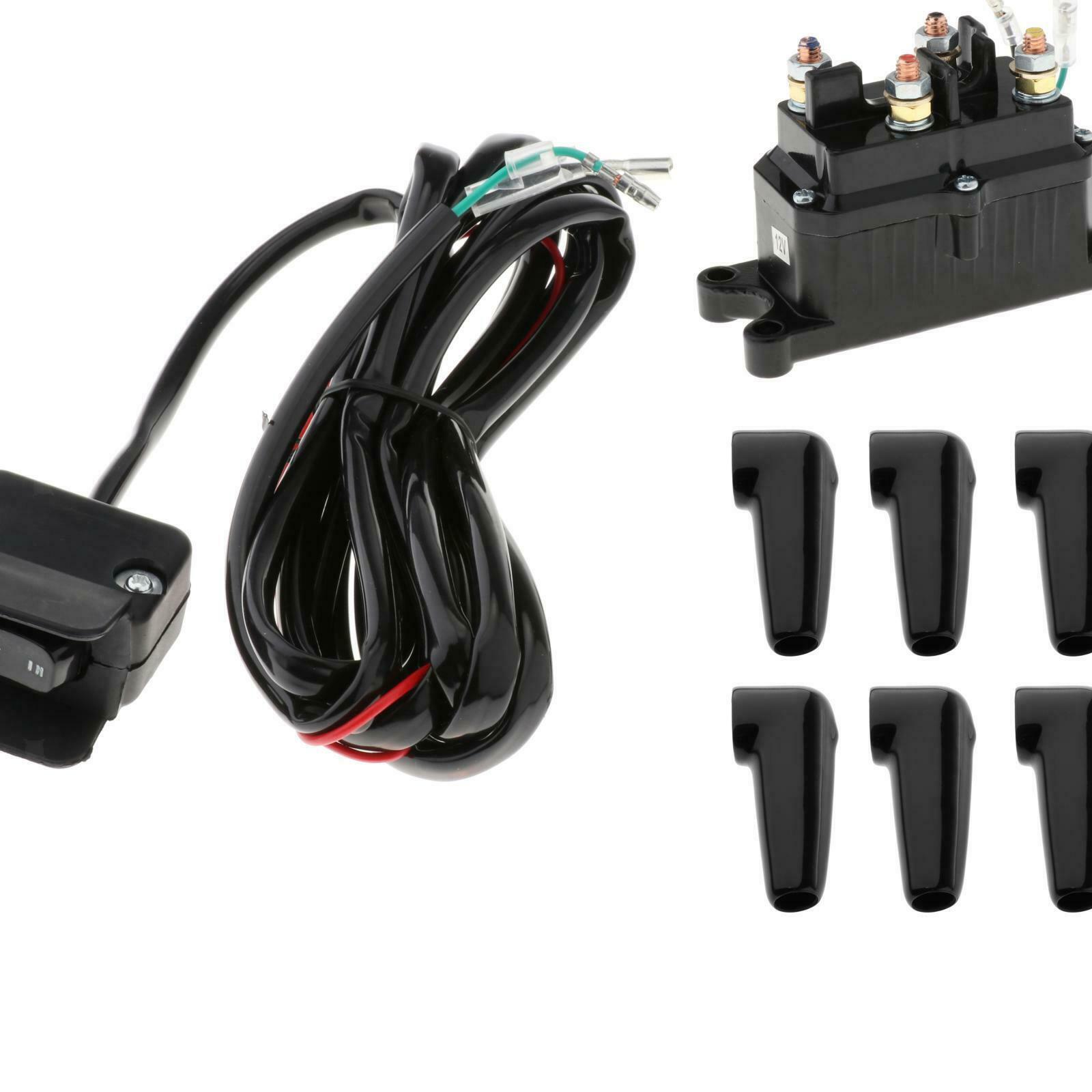 12V Winch Solenoid Relay with Winch Rocker Thumb Switch Set for ATV UTV