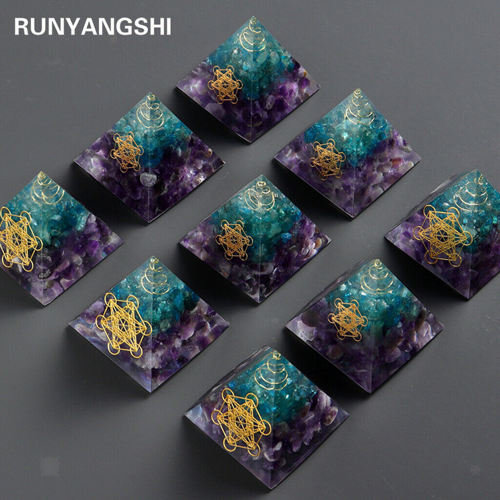 Decorative Amethyst Orgone Pyramid Crystal Home Meditation Crystals Ornament