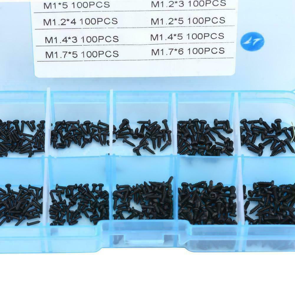M1 M1.2 M1.4 M1.7 Black Phillips Cross Pan Head Small Self Tapping Screws 1000pc