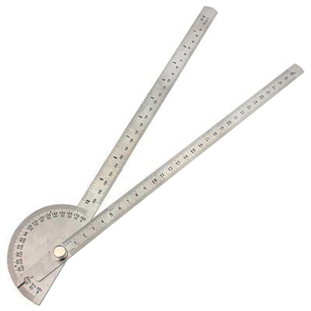 0-180 Â°Stainless Steel Round Head Dual Arm Protractor Angle Finder Rotary Ruler