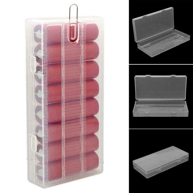 Portable Clear Hard PP Case Holder Storage Box With Hook For 8x 18650 Battery
