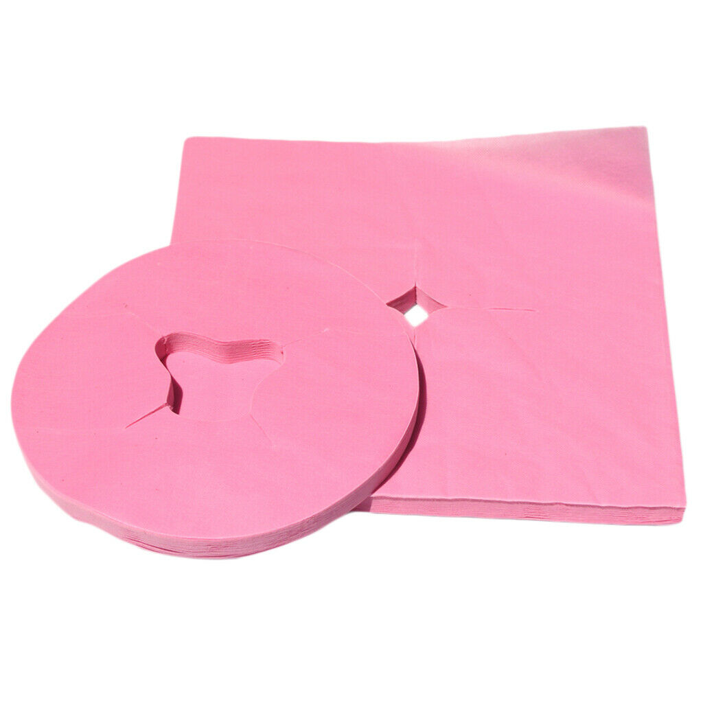 200 Pcs Disposable Massage Face Cushion Headrest Cradle Cotton Cover Pink