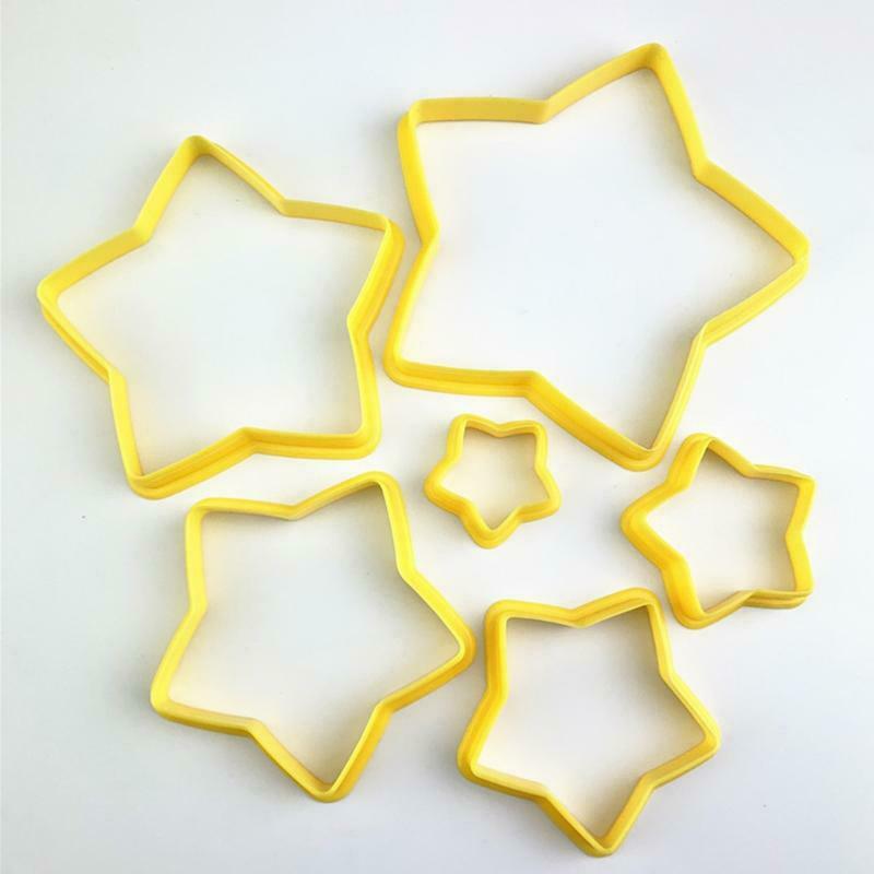 6 Pieces Plastic Material Baking Fondant Biscuit Cutter Five-pointed Star Shapes
