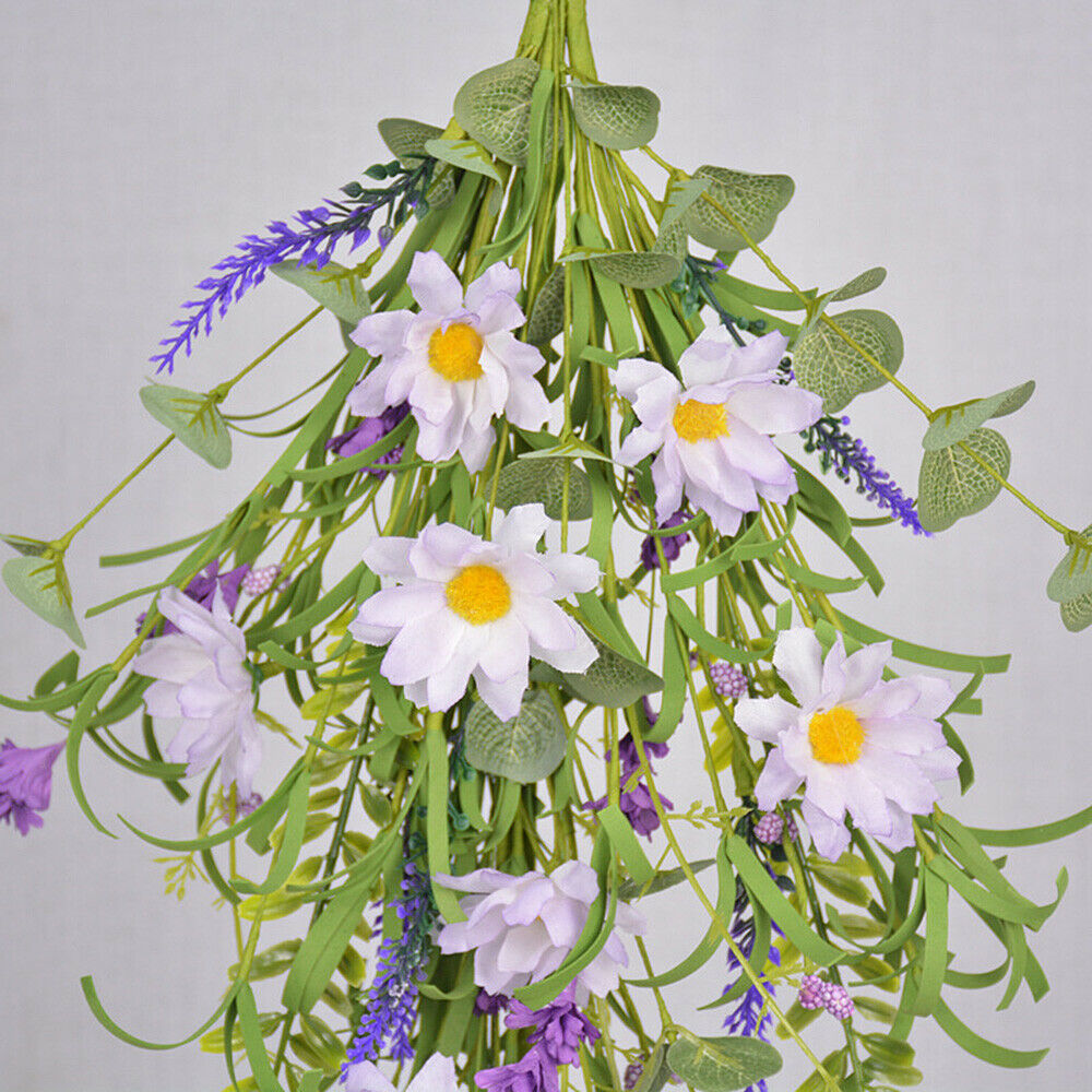 Artificial Daisy Flower Hanging Floral Wreath for Wedding Arch Front Door Decor