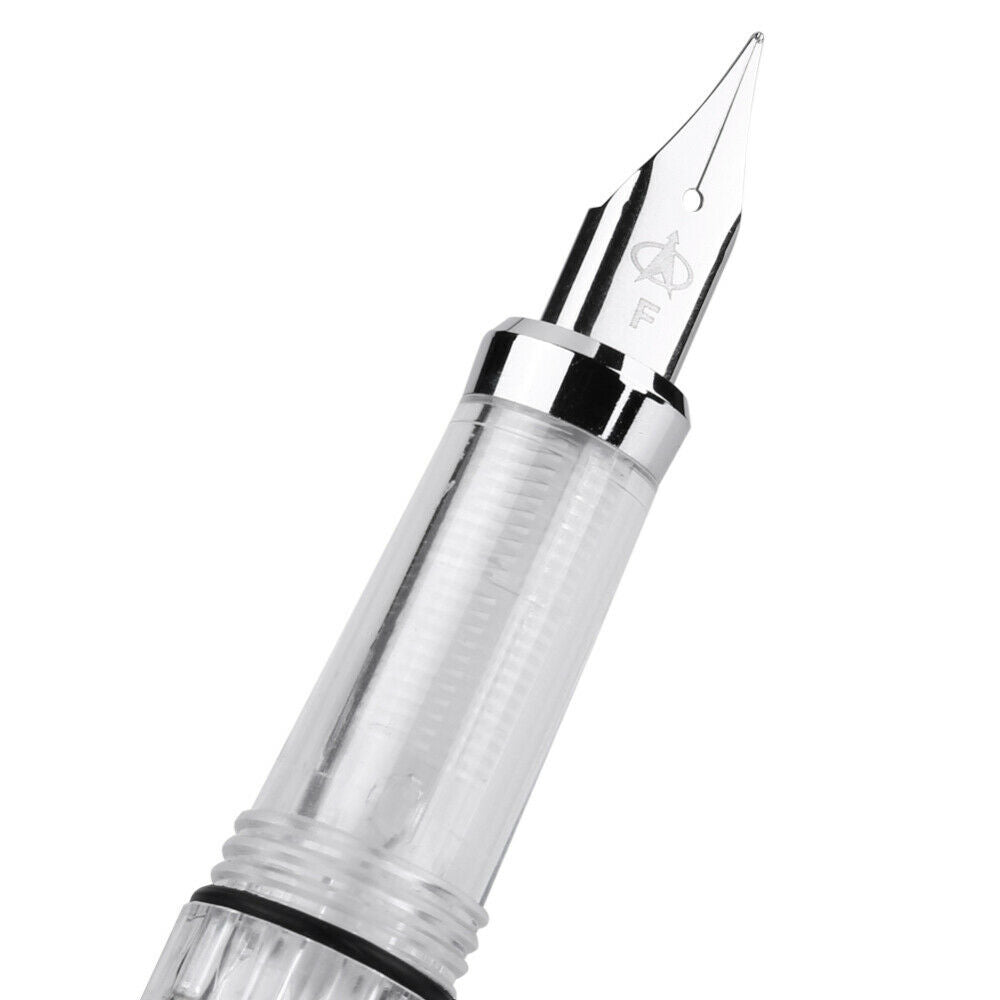 4Pcs F Point  Vacuum Pump Transparent Clear Fountain Pen Fine Nib Craft DIY Gift