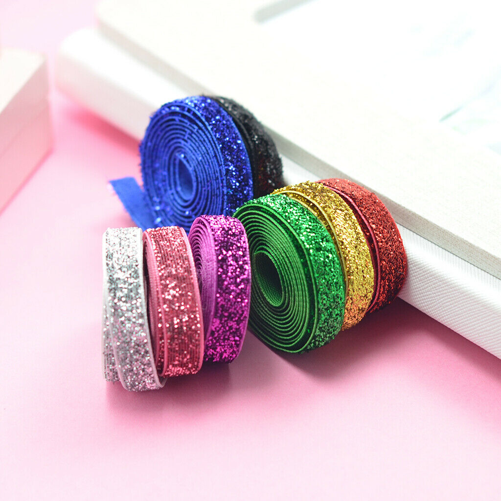 2X 8 Colors Glitter Velvet Ribbon Headband Clips Bow Wedding Decoration DIY