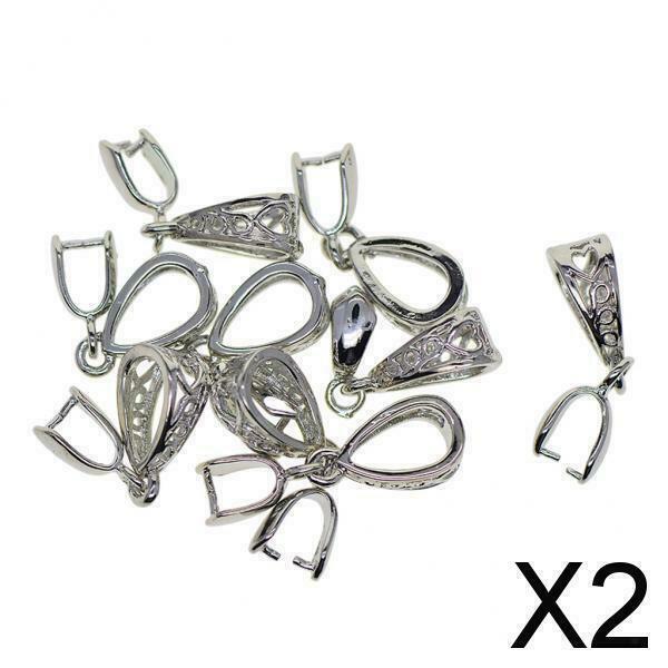 2X 10Pcs Brass Pinch Bails Connectors Clip Pendants Charms DIY Necklace Jewelry