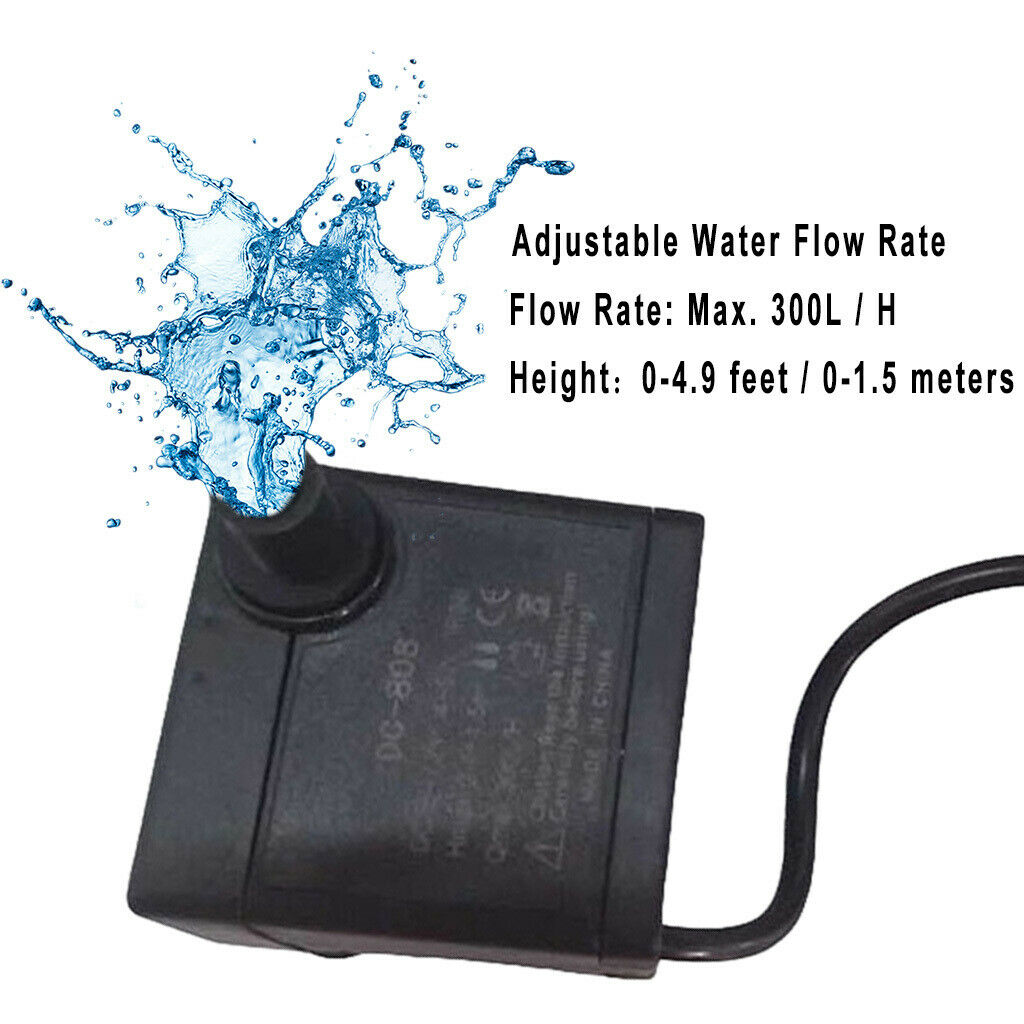 Submersible Water Pump (500L/H, 5W), Ultra Quiet Water Pump with 146cm Power