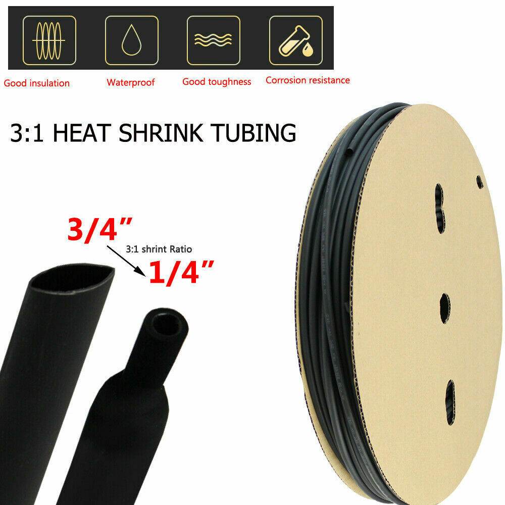 3/4" Heat Shrink Tubing 3:1 Marine Grade Wire Cable Wrap Adhesive Lined