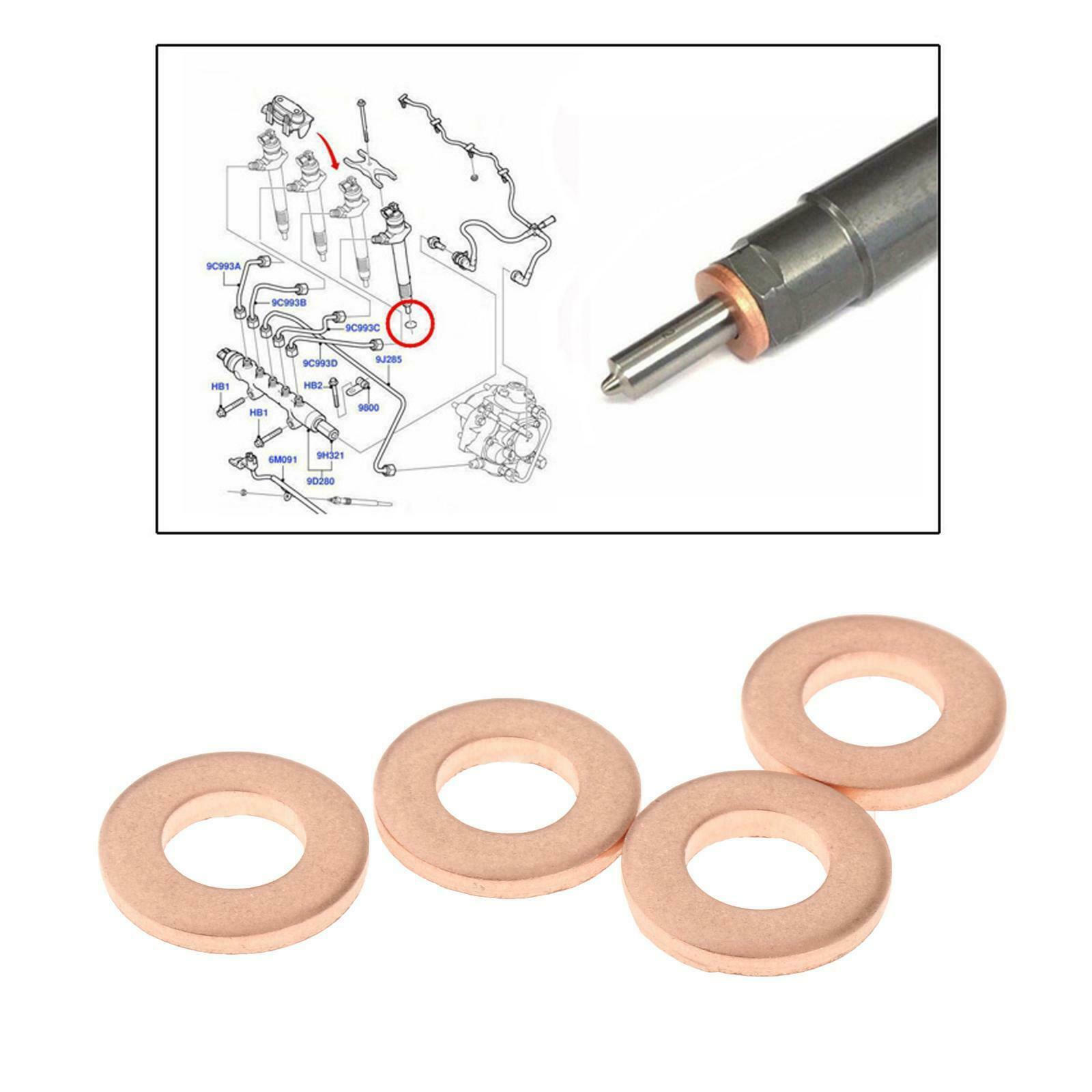 4x Fuel Injector Seal Copper Washer For Ford Transit Mk7 3.2 2006 2007 2010