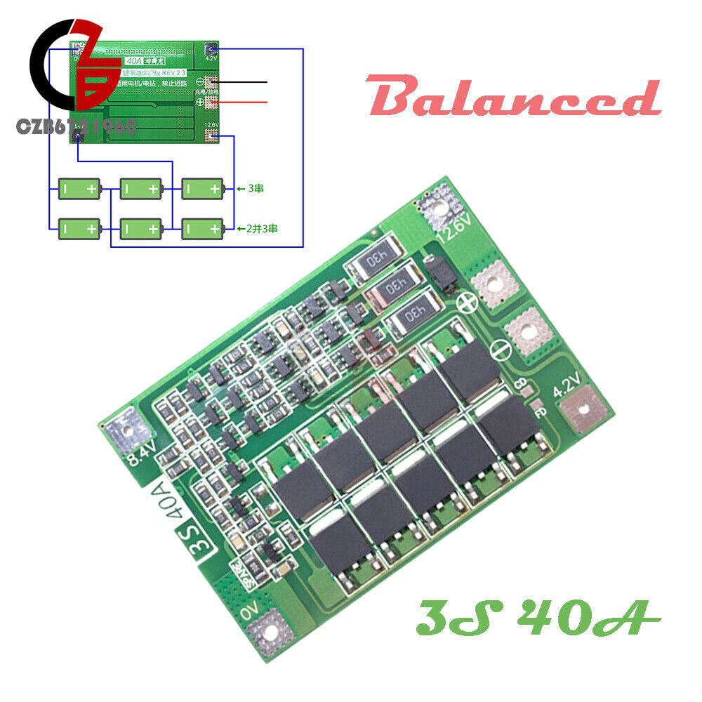 18650 3S 40A 11.1V 12.6V FBMS Protection Board Lithium Battery or Drill Motor