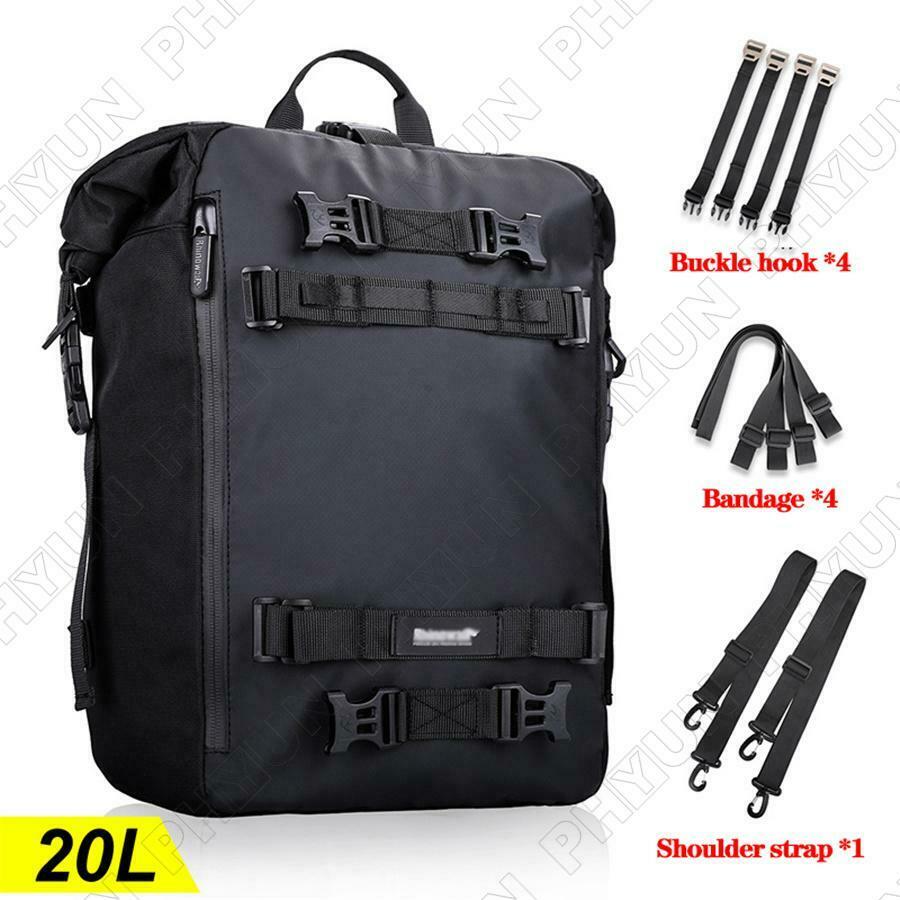 20L Black PVC Waterproof Motorcycle Rear Seat Luggage Storage Bag Back Tail Bags