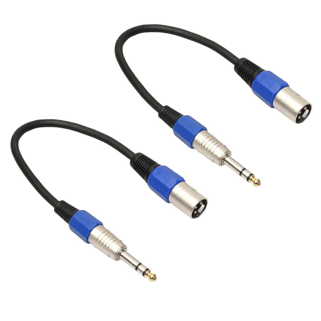 2 Pcs 1ft XLR Microphone Cable, XLR Male to 6.35mm TRS Male, 3-Pin, Connectors