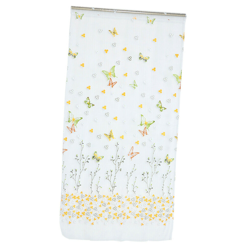 Yellow Buttefly Scarf Sheer Voile Window Treatment Curtain Drape Valance 1MX2M