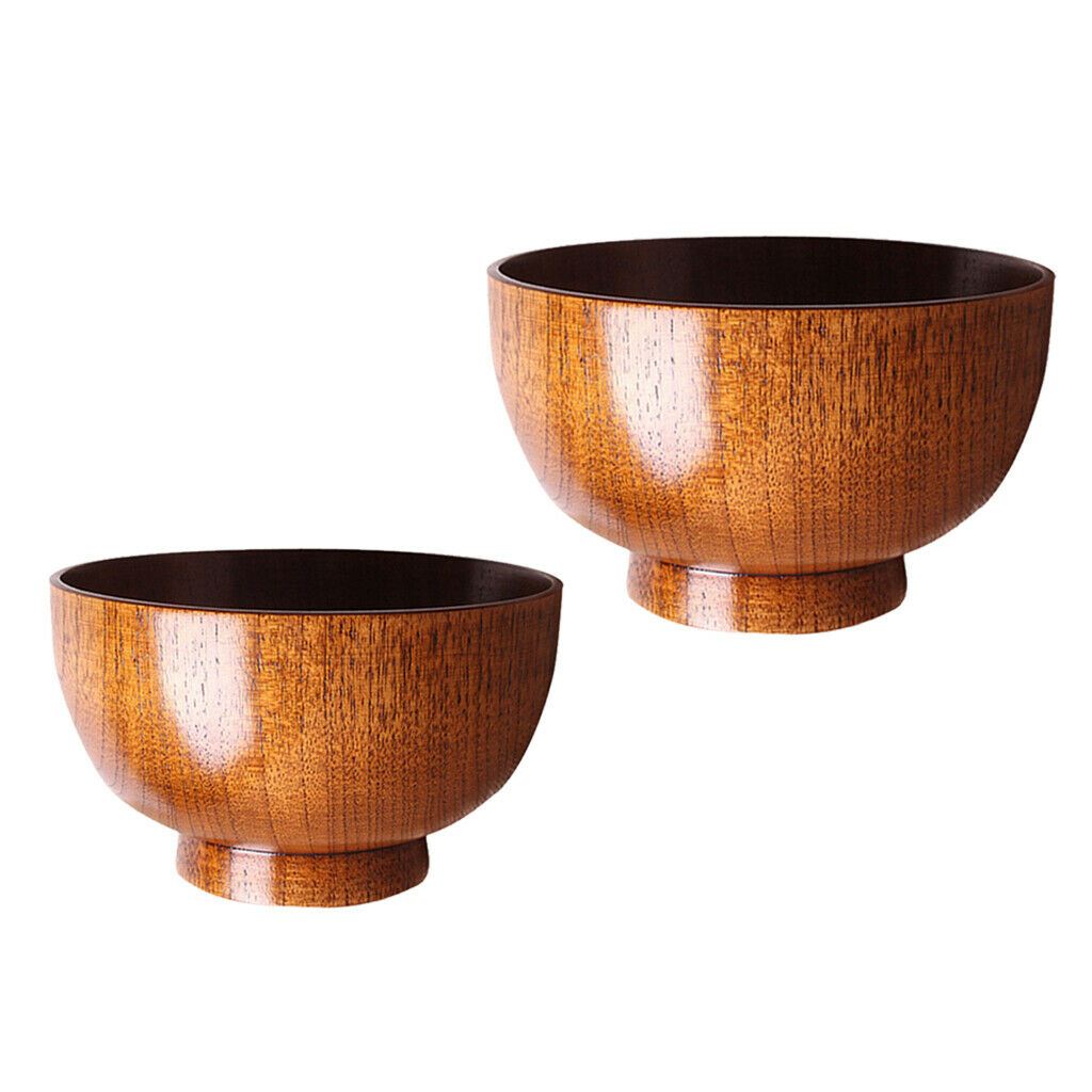 2pcs Wooden Kids Soup Bowl Tableware Snack Container Food Serving Bowl