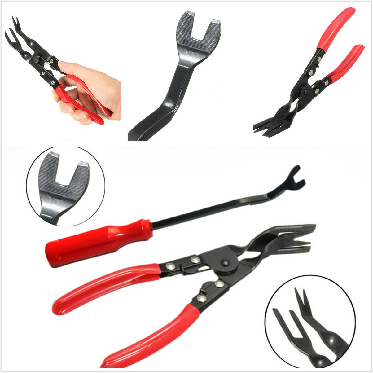 Universal 2in1 Car SUV Door Card Panel Trim Clip Removal Handle Tool Pry Kits
