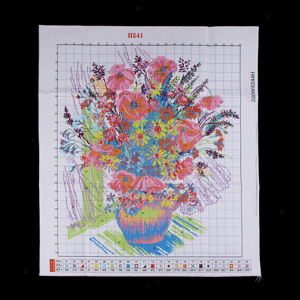 Flower Vase Home Stamped Cross Stitch Kit Pre-Printed Embroidery Kit DIY Wedding