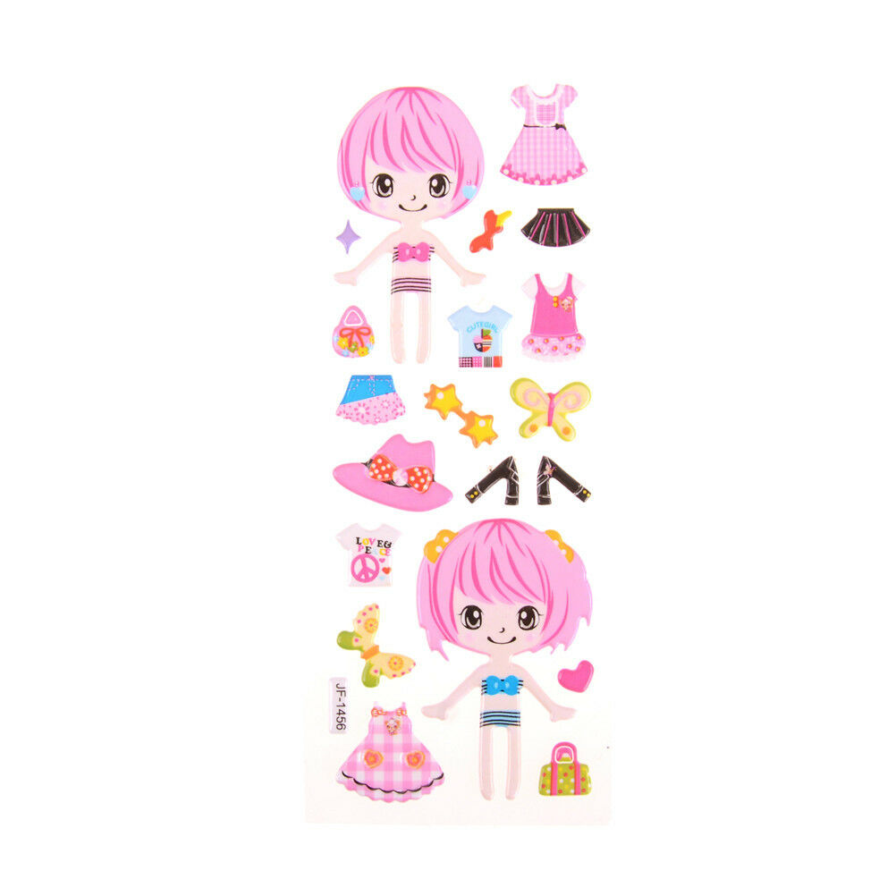 5x DIY Princess Dress Stickers Lovely Girl Dress up Changing Clothes Kids .l8