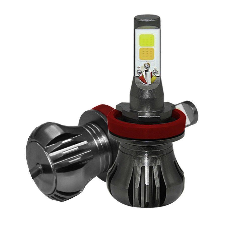 2x LED H8 H9 H11 LED Fog Lamp Dual Color Light Lasting Luminous+Blinking Rapidly