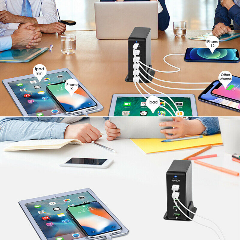 6 MultiPort Device USB Fast Charging Station QC3.0 Phone US Plug Charger Adapter