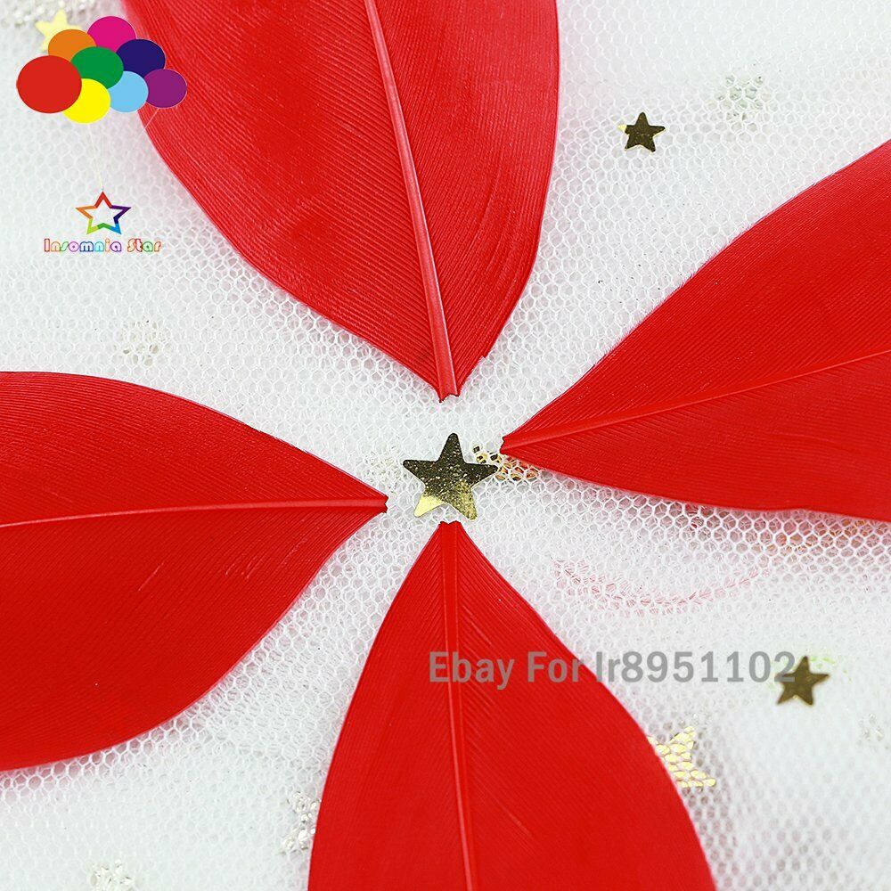 100pcs 5-7cm Red Chicken Goose Round Head Plumes Turkey Marabou Feathers Diy